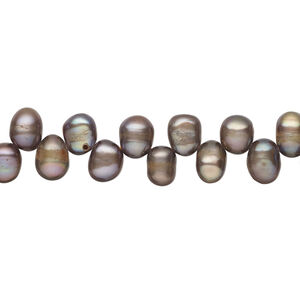Freshwater pearl 1pkg1, top-drilled rice, 15 inch copper bronze 6x5mm-7x5mm cultured