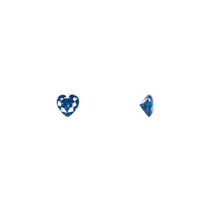 Gem, cubic zirconia, zircon blue, 4mm faceted heart, Mohs hardness 8-1/2. Sold per pkg of 5.