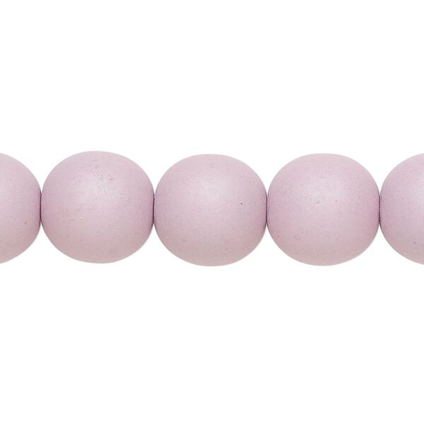 Bead, Czech coated glass, opaque matte mushroom, 12mm round. Sold per 7-inch strand, approximately 15 beads. image number 0