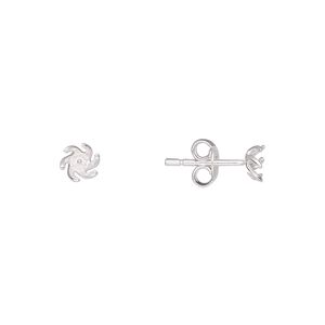 Earstud 1pkg2 sterling silver, 5.5x5mm / 2mm peg / 3-4mm half-drilled round glue-in setting / earnuts, 1 pair