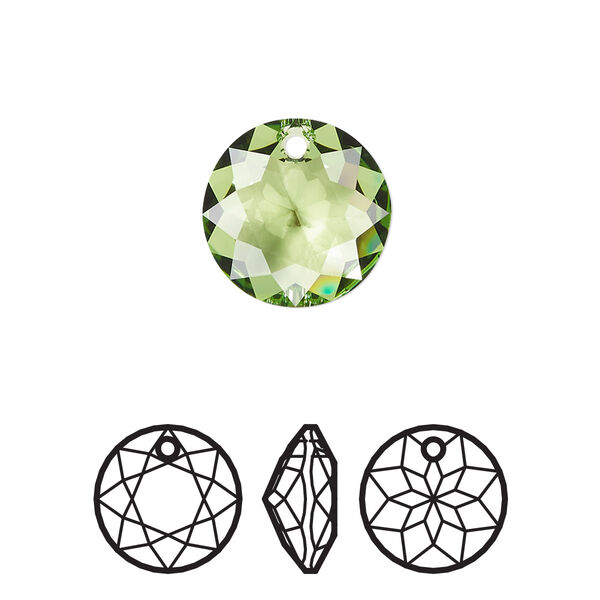 Drop 1pk peridot, Crystal Passions® 14mm pendant classic cut 6430 image number 0
