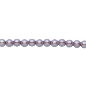Bead, Czech pearl-coated glass druk, opaque iridescent purple/grey, 4mm round. Sold per 15-1/2" to 16" strand.