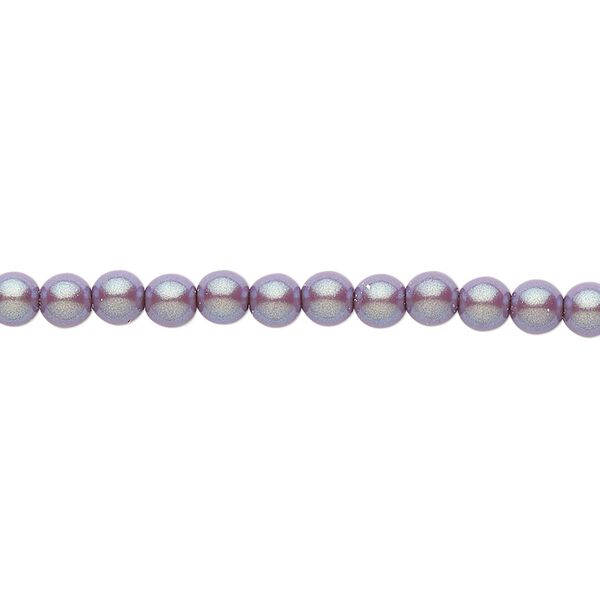 Bead, Czech pearl-coated glass druk, opaque iridescent purple/grey, 4mm round. Sold per 15-1/2" to 16" strand. image number 0