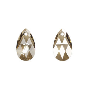 Drop 1pkg144 crystal bronze, Swarovski&reg;, 16mm pendant faceted pear 6106