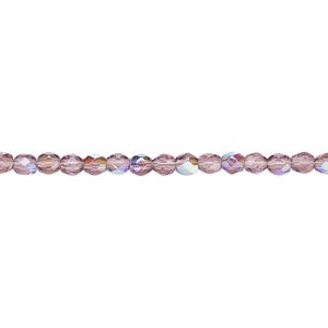 Bead, Czech fire-polished glass, amethyst purple AB, 3mm faceted round. Sold per pkg of 1,200 (1 mass).