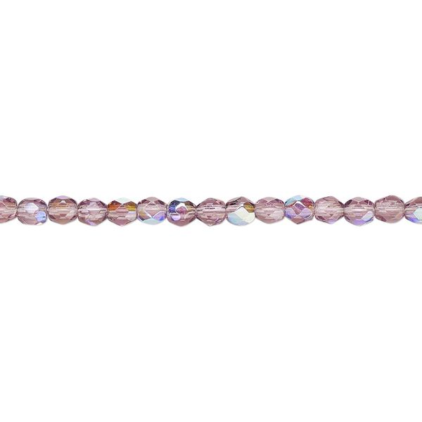 Bead, Czech fire-polished glass, amethyst purple AB, 3mm faceted round. Sold per pkg of 1,200 (1 mass). image number 0