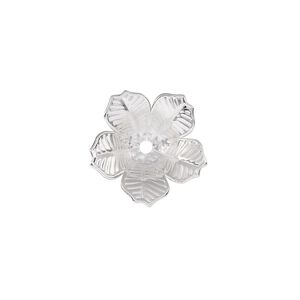 Bead cap, silver-finished steel, 16.5x4mm flower, fits 8-10mm round bead. Sold per pkg of 10.
