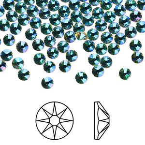 Flat back 144pk peridot shimmer foil back, Crystal Passions® 3-3.2mm rose round SS12 2088