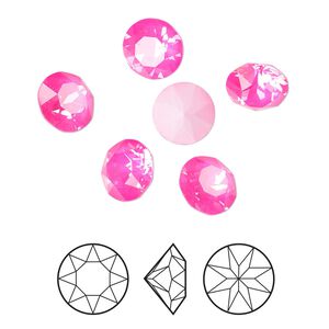 Chaton 6pk crystal electric pink ignite LacquerPRO, Crystal Passions® 8.16-8.41mm round SS39 1088