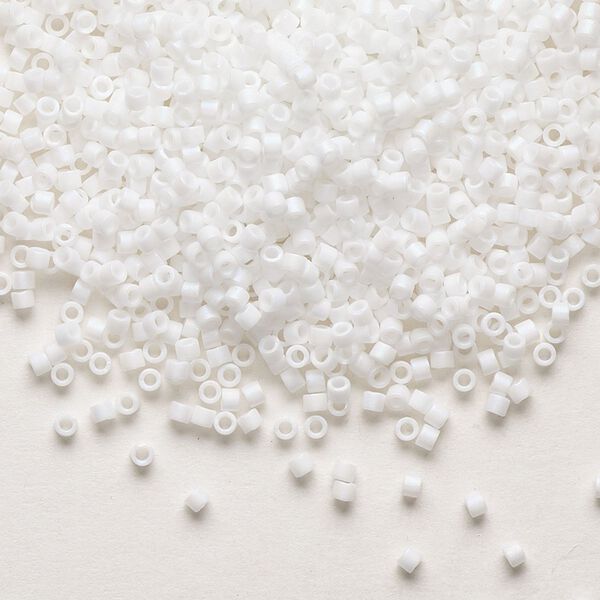 Seed bead, Delica®, glass, pkg/250g, #11 round, opaque matte rainbow chalk white (DB-0351). image number 0