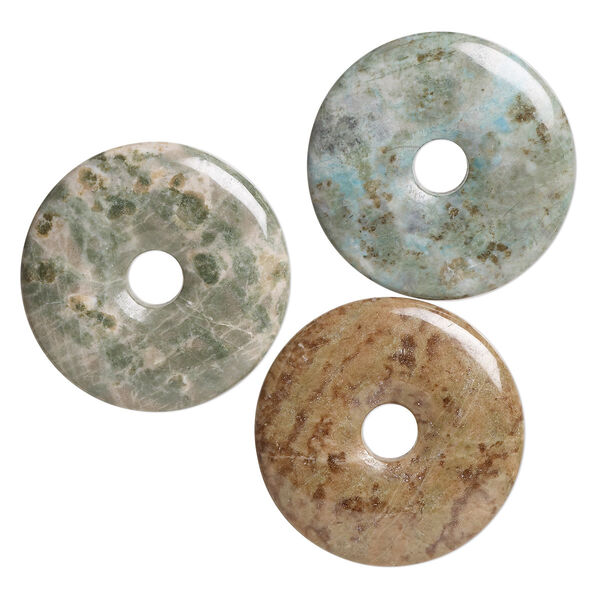 Multi-jasper 1pkg3, undrilled donut focal natural B grade, 39-41mm image number 0