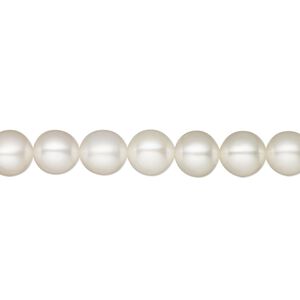 Pearl, White Lotus™, cultured freshwater (bleached), white, 6.5-7mm semi-round, B+ grade, Mohs hardness 2-1/2 to 4. Sold per 15-1/2" to 16" strand.