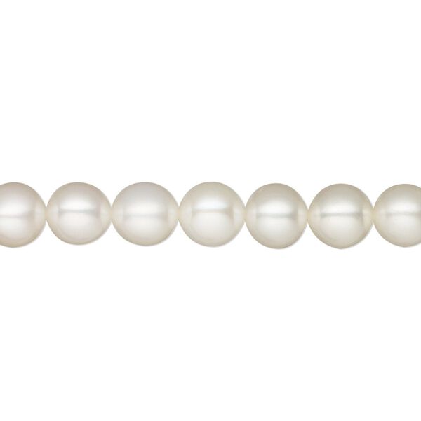 Pearl, White Lotus™, cultured freshwater (bleached), white, 6.5-7mm semi-round, B+ grade, Mohs hardness 2-1/2 to 4. Sold per 15-1/2" to 16" strand. image number 0