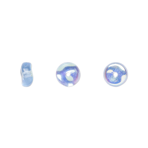 Bead, Czech pressed glass, blue AB, 7x3mm rondelle. Sold per 15" to 16" strand. image number 0