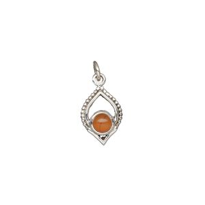 Carnelian / sterling silver 1pkg1, marquise drop antiqued 13.5x9mm