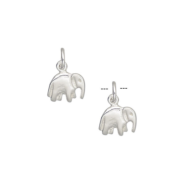 Charm, sterling silver, 9x7mm elephant. Sold per pkg of 2. image number 0