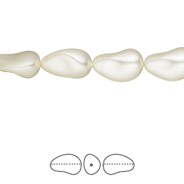 Pearl 10pk cream, Crystal Passions® 12x8mm baroque drop 5843 image number 0