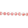 Bead, glass 1pkg8, opaque white and red, 14mm hand-painted round. image number 1