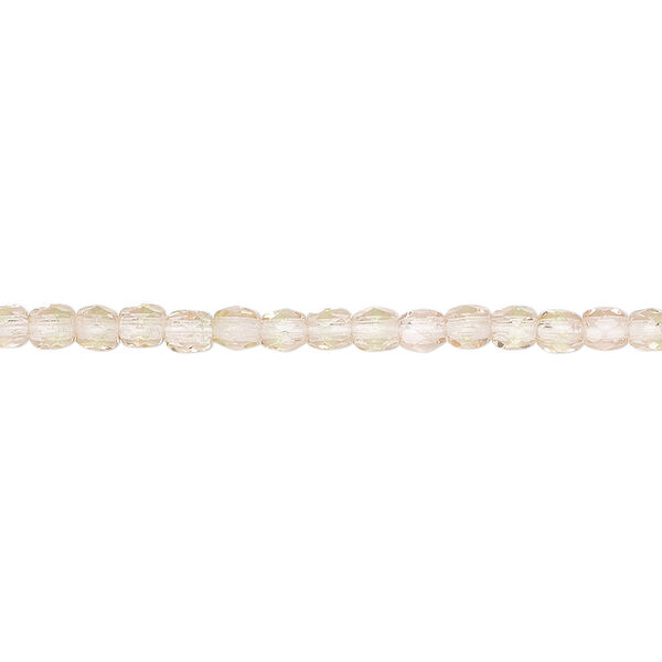 Bead, Czech fire-polished glass, green and pink, 3mm faceted round. Sold per 16-inch strand, approximately 130 beads. image number 0