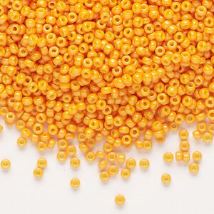 Seed bead, Miyuki, glass, pkg/25g, #11 rocaille, opaque outside dyed squash, (RR-1478).