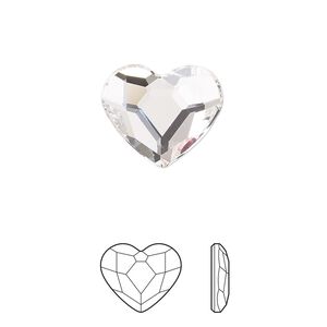 Flat back 2pk crystal foil back, Preciosa MAXIMA Czech crystal rhinestone 14mm heart