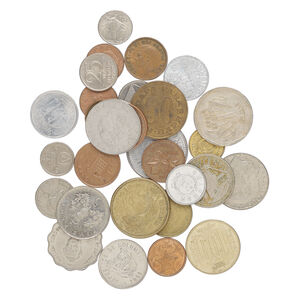Coin mix 1pkg4oz, mixed metal, 16-31mm circulated non-USA mixed styles