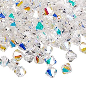 Bead 144pk crystal AB, Preciosa Czech crystal 6mm bicone