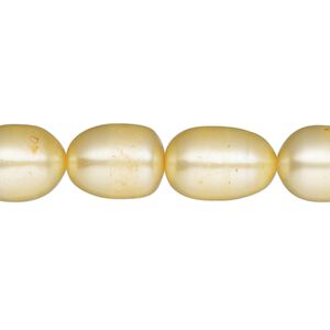 Pearl, cultured freshwater (dyed), jonquil, 9-10mm rice, C grade, Mohs hardness 2-1/2 to 4. Sold per 16-inch strand.