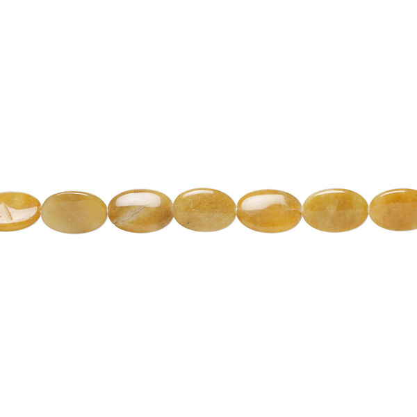 Golden "jade" 1pkg1, puffed oval bead natural, 15 inch 30x20mm (quartz) image number 1