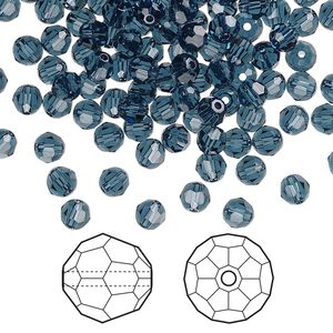 Bead 720pk Montana, Swarovski® 4mm round 5000