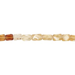 Hessonite garnet 1pkg1, hand-cut faceted puffed rectangle bead natural 13 inch 5x3mm-6x4mm