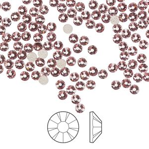 Flat back 144pk light rose foil back, Preciosa MAXIMA Czech crystal hotfix rhinestone 2.7-2.9mm chaton rose round SS10
