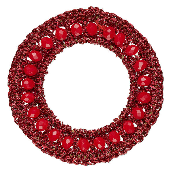 Focal, glass / nylon / steel, dark red, 48mm open round. Sold per pkg of 2. image number 0