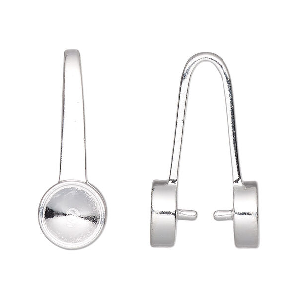 Bail, donut, silver-plated "pewter" (zinc-based alloy), 29x10mm with (2) SS39 rivoli settings, 22x6mm grip length. Sold per pkg of 2. image number 0
