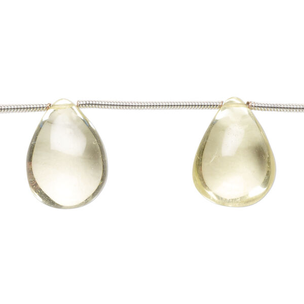 Lemon quartz 1pkg8, hand-cut top-drilled puffed teardrop bead 12x10mm-18x12mm image number 0