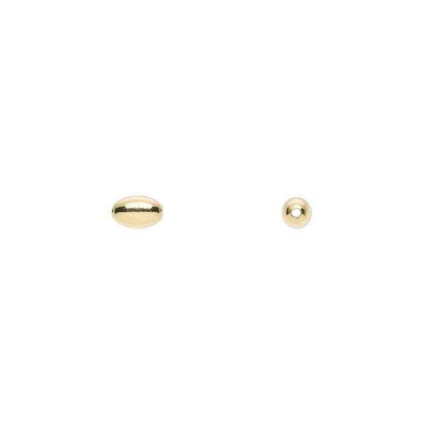 Bead, gold-plated brass, 5x3mm oval. Sold per pkg of 100. image number 0