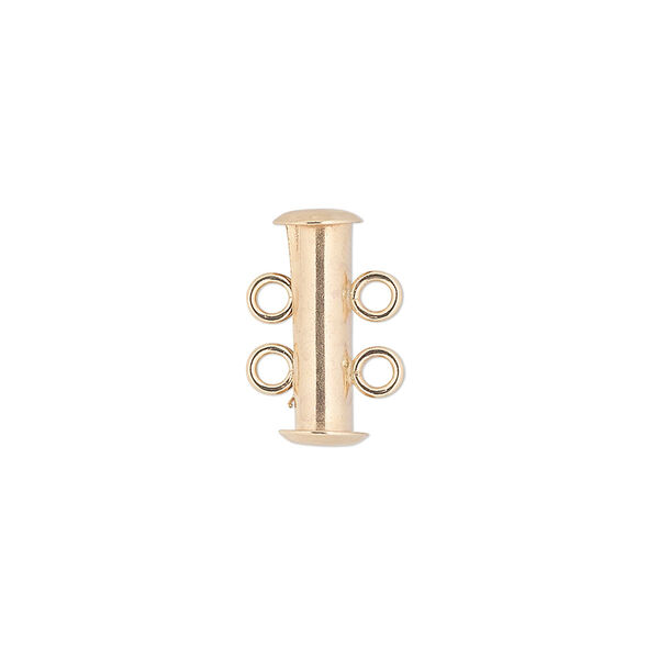 Clasp, 2-strand slide lock, 14Kt gold-filled, 16x5mm tube. Sold individually. image number 0
