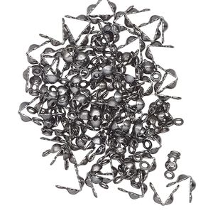 Bead tip, gunmetal-finished brass, 5x3.5mm side clamp-on with closed loop. Sold per pkg of 100.