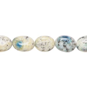 K2 "jasper" 1pkg1, hand-cut puffed oval bead natural 8 inch 10x8mm-13x9mm