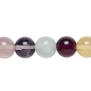 Multi-fluorite 1pkg1, round bead natural 15.5-16 inch 10mm