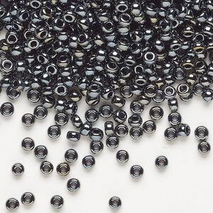 Seed bead, Miyuki, glass, pkg/250g, #8 rocaille, opaque light gunmetal (RR-464).