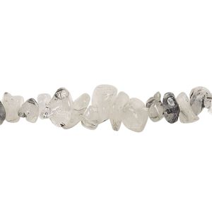 Tourmalinated quartz 1pkg1, chip bead natural 15 inch small