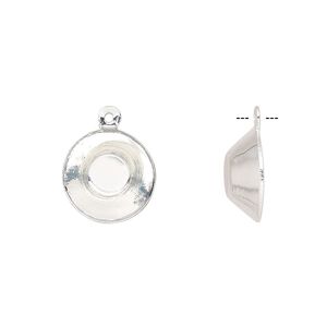 Drop, Almost Instant Jewelry®, silver-finished brass, 12.5mm with 12mm vision round setting. Sold per pkg of 10.