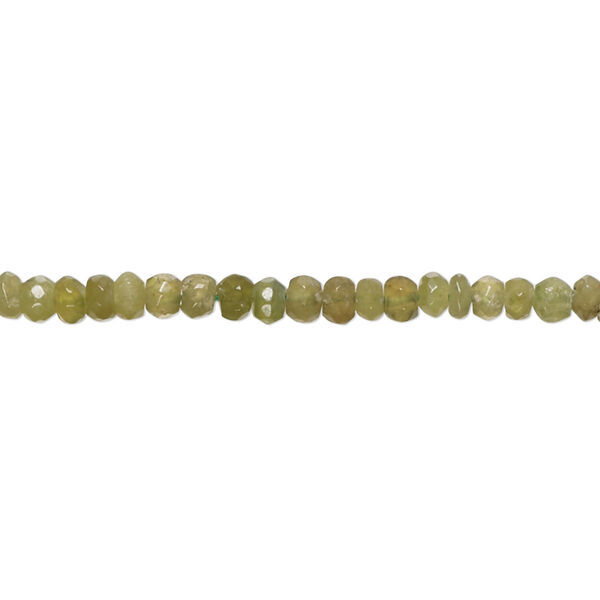 Bead, vesuvianite (natural), 3x2mm-4x3mm hand-cut faceted rondelle with 0.4-1.4mm hole, C+ grade, Mohs hardness 6-1/2. Sold per 10-inch strand, approximately 110 beads. image number 0
