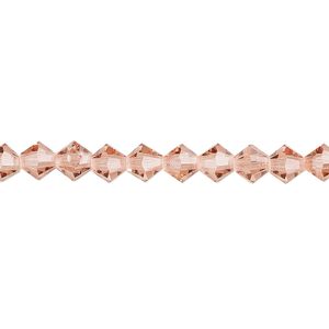 Bead 144pk rose peach, Preciosa Czech crystal 5mm bicone