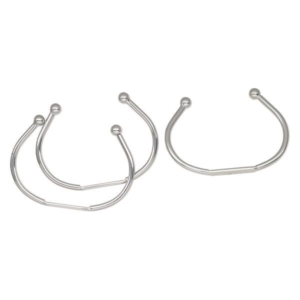 Bracelet, cuff, silver-finished steel, 3.5mm wide with (2) 6mm ball ends and 22x4mm oval flat pad, adjustable from 7 to 8 inches. Sold per pkg of 3. image number 0