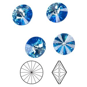 Chaton 48pk crystal royal blue DeLite, Crystal Passions® 14mm rivoli 1022