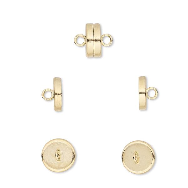 Clasp, magnetic barrel, gold-plated steel, 8x4mm. Sold per pkg of 10. image number 0