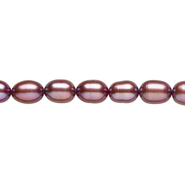 Pearl 1pkg1 cultured freshwater, 5-6mm rice C grade, 15 inch dyed dark cerise image number 0