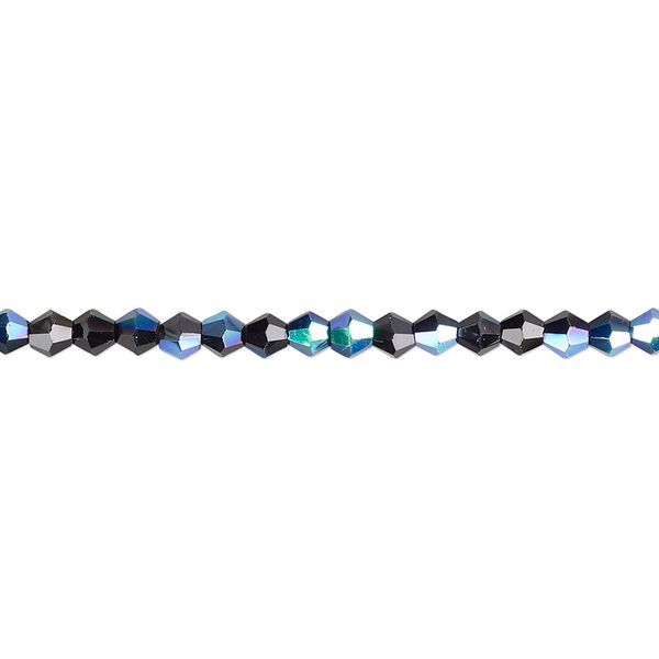Bead 1pk 16 facets opaque black AB, Celestial Crystal® 3mm bicone 15.5-16 inch image number 0